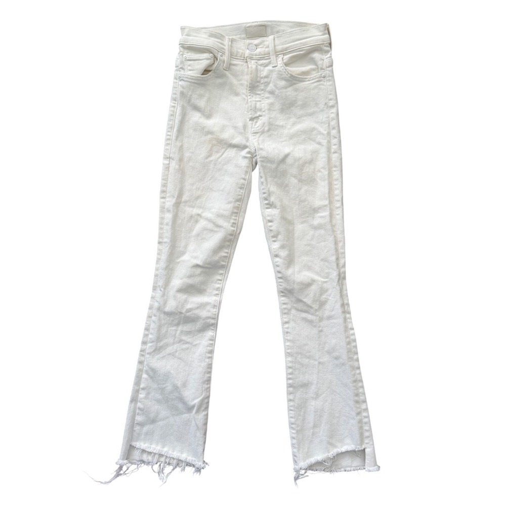 MOTHER The Insider Crop Step Fray Jeans Fairest Of Them All White Size 24